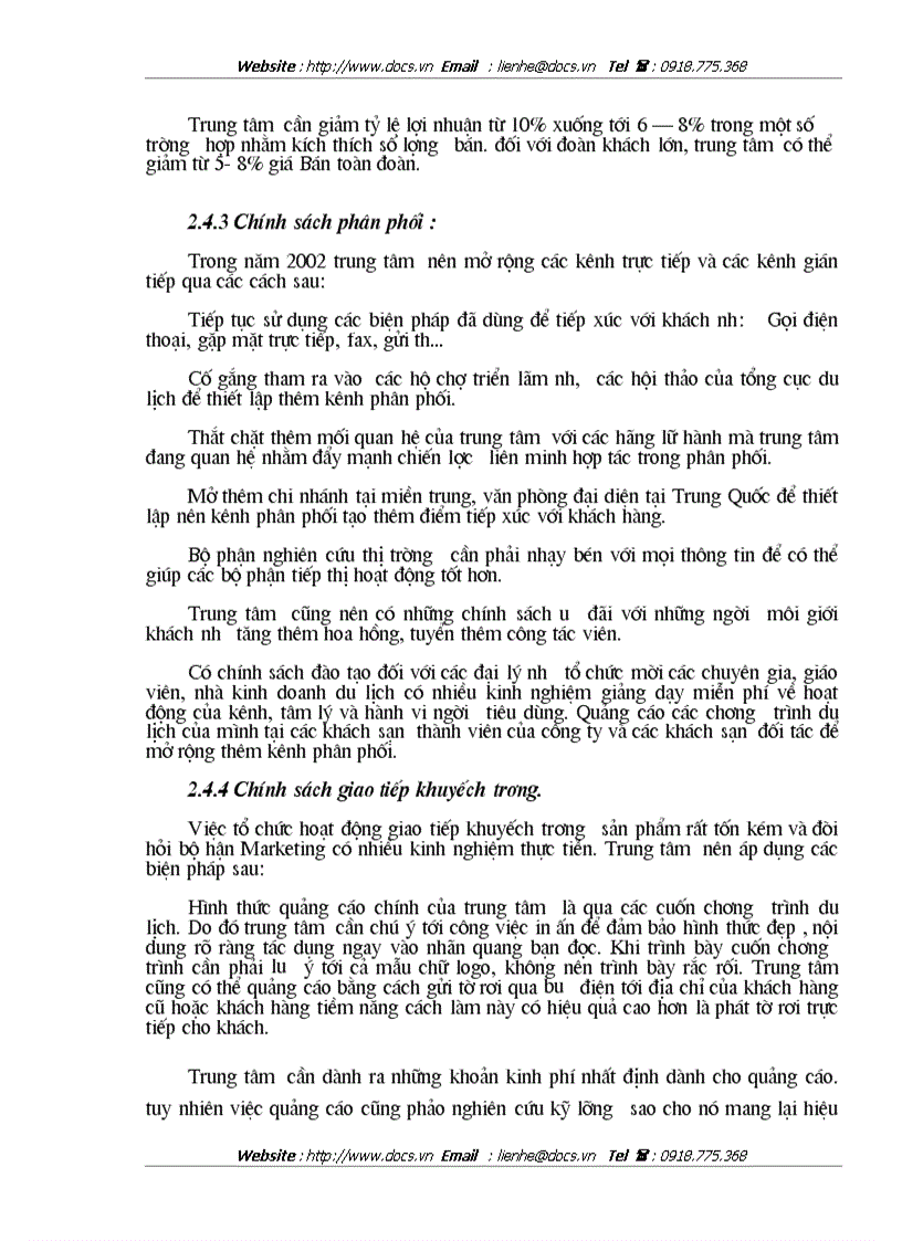 image for page Vận dụng các chính sách Marketing Mix tại Trung tâm Du lịch Hà Nội