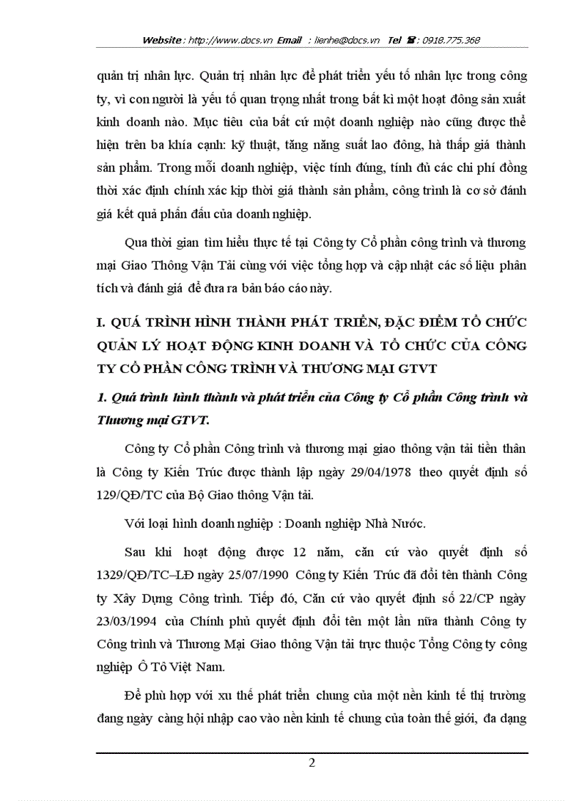 image for page Báo cáo Tại Công ty CP công trình và thương mại Giao Thông Vận Tải