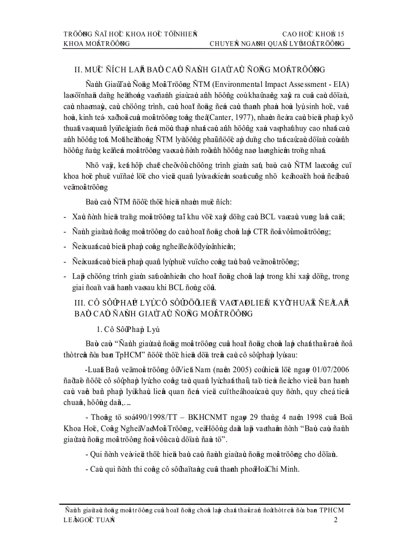 image for page Đề tài đánh giá tác động môi trường của hoạt động chôn lấp chất thải rắn ở TP Hồ Chí Minh