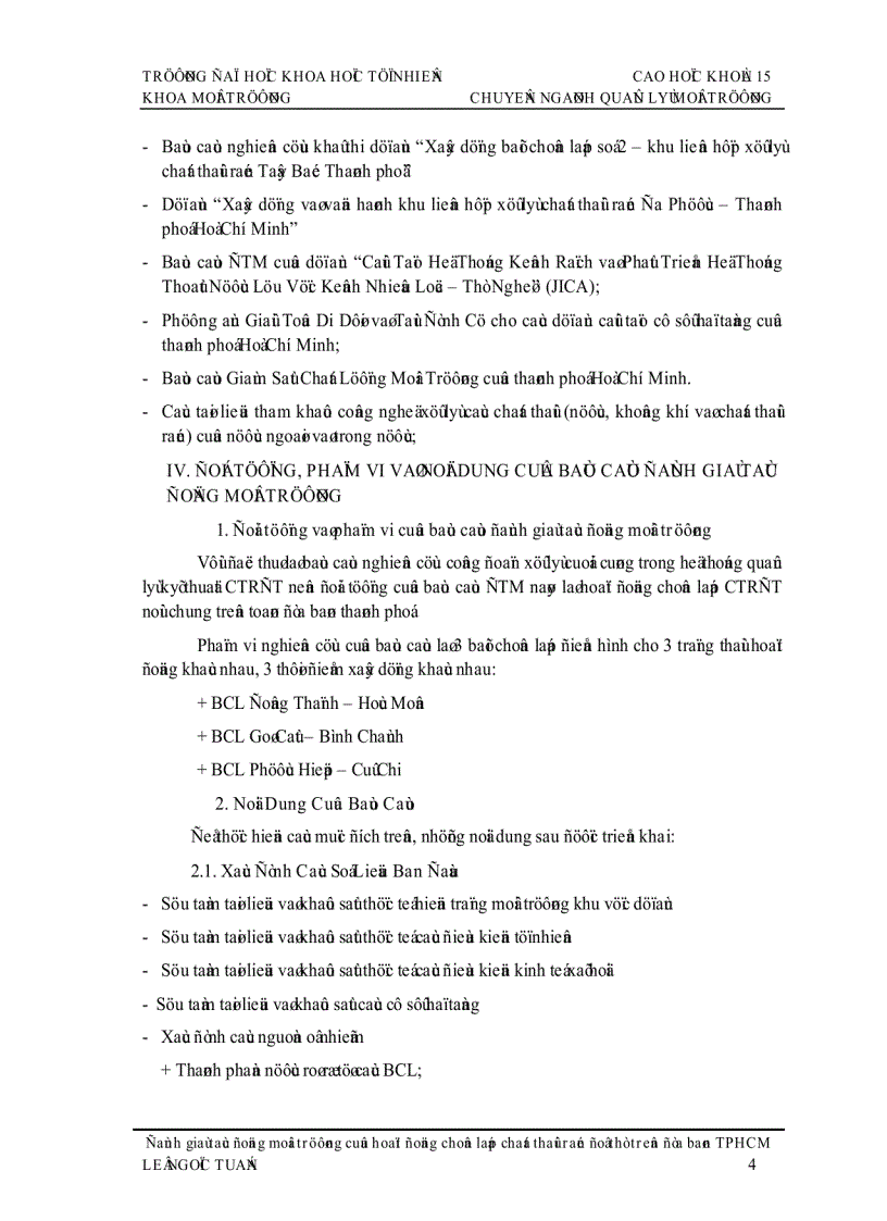 image for page Đề tài đánh giá tác động môi trường của hoạt động chôn lấp chất thải rắn ở TP Hồ Chí Minh