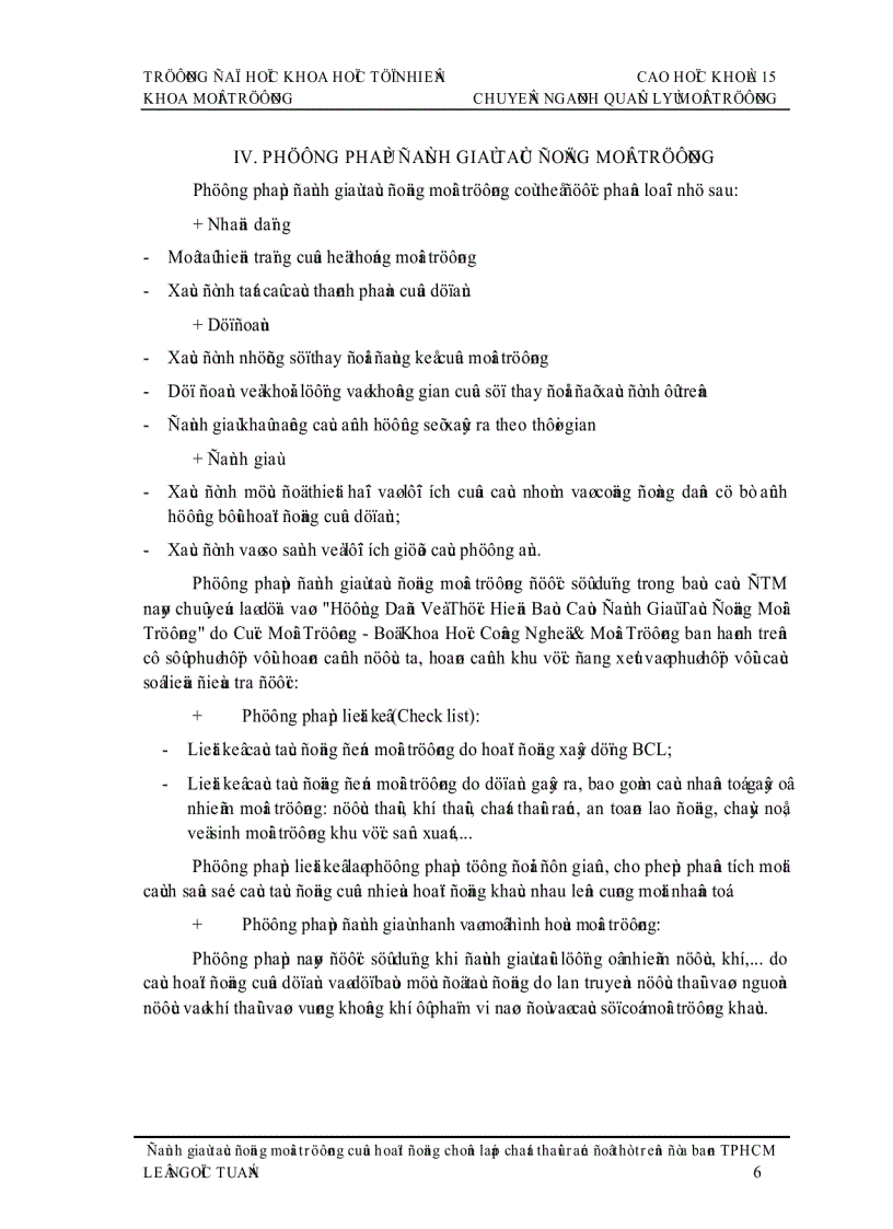 image for page Đề tài đánh giá tác động môi trường của hoạt động chôn lấp chất thải rắn ở TP Hồ Chí Minh