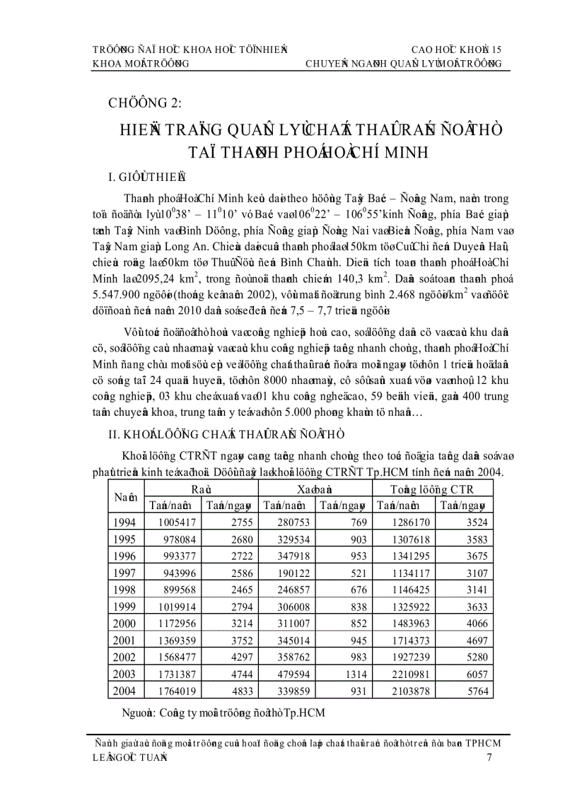 image for page Đề tài đánh giá tác động môi trường của hoạt động chôn lấp chất thải rắn ở TP Hồ Chí Minh