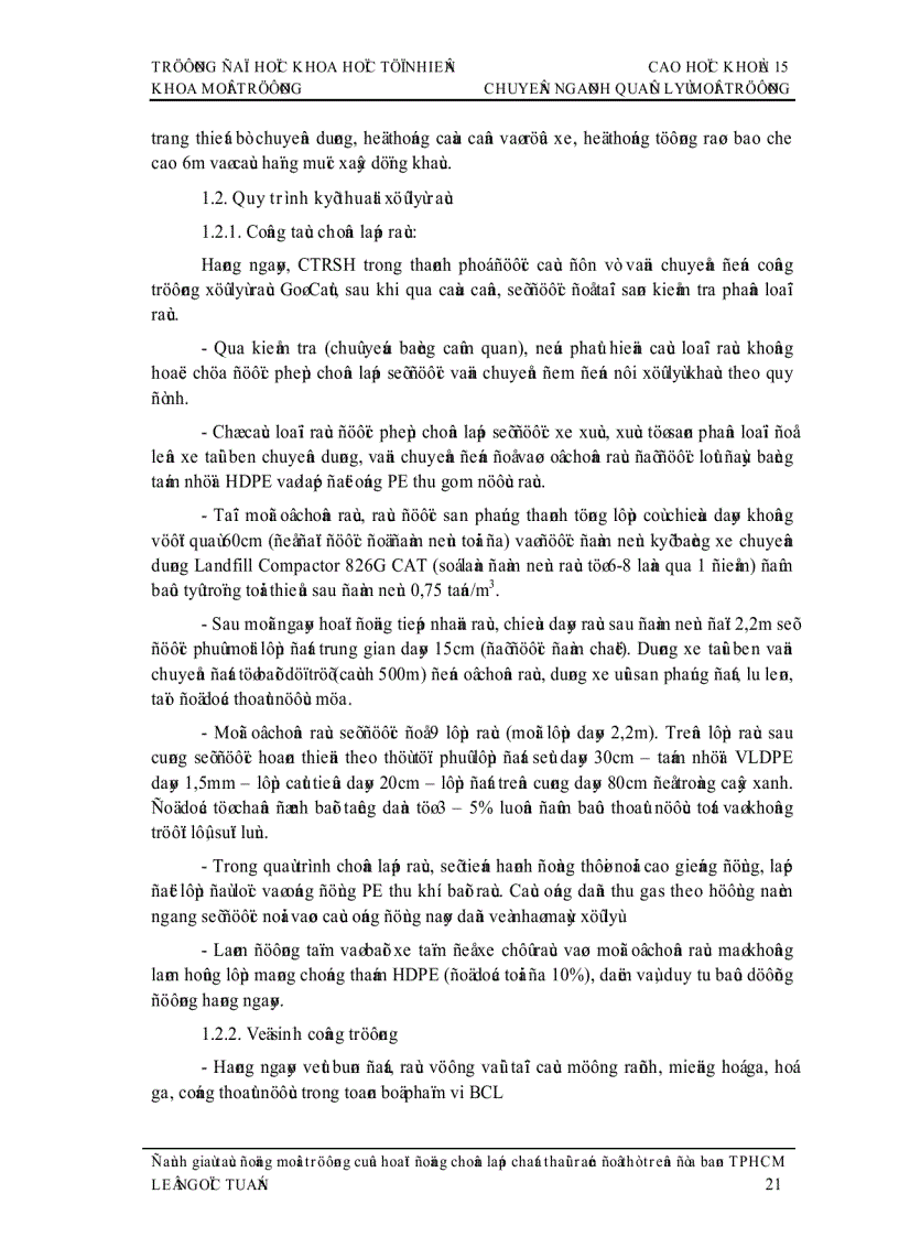 image for page Đề tài đánh giá tác động môi trường của hoạt động chôn lấp chất thải rắn ở TP Hồ Chí Minh