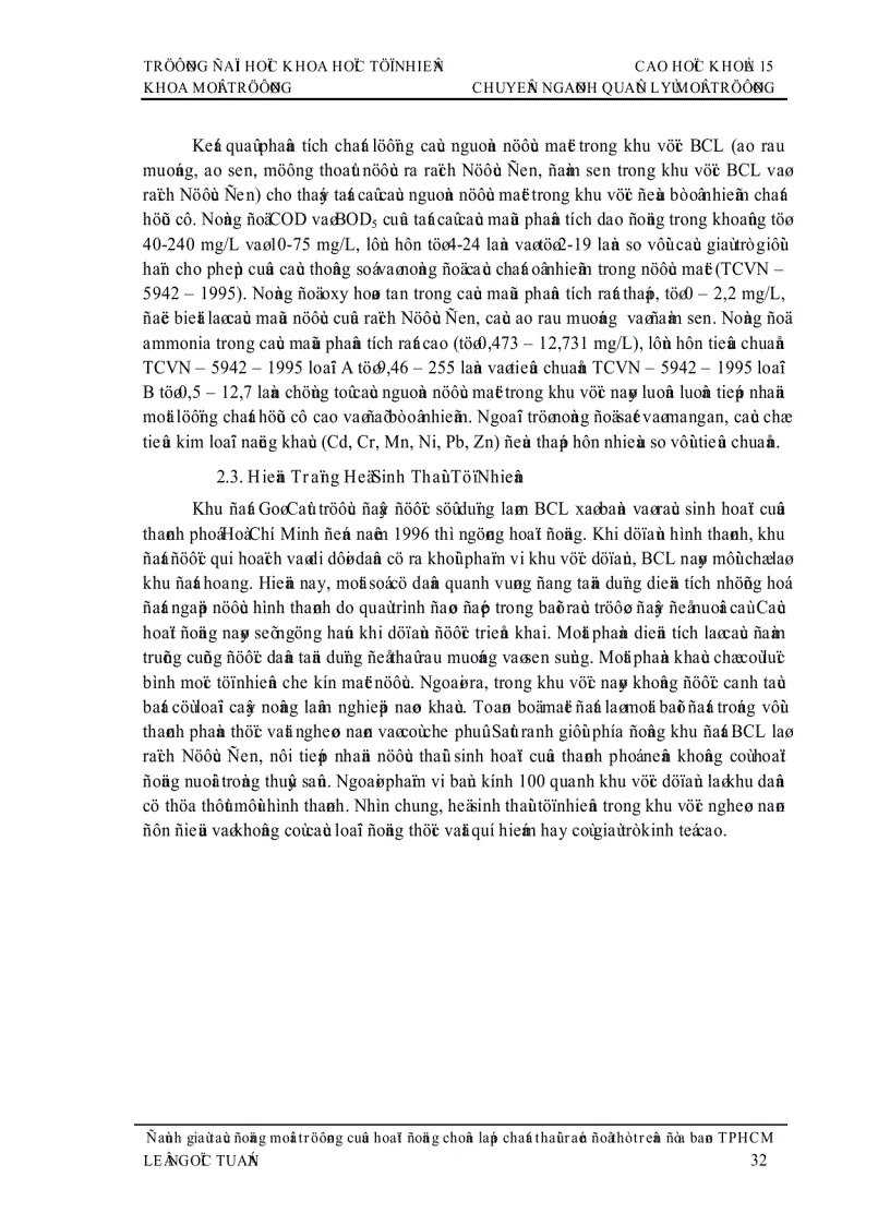 image for page Đề tài đánh giá tác động môi trường của hoạt động chôn lấp chất thải rắn ở TP Hồ Chí Minh