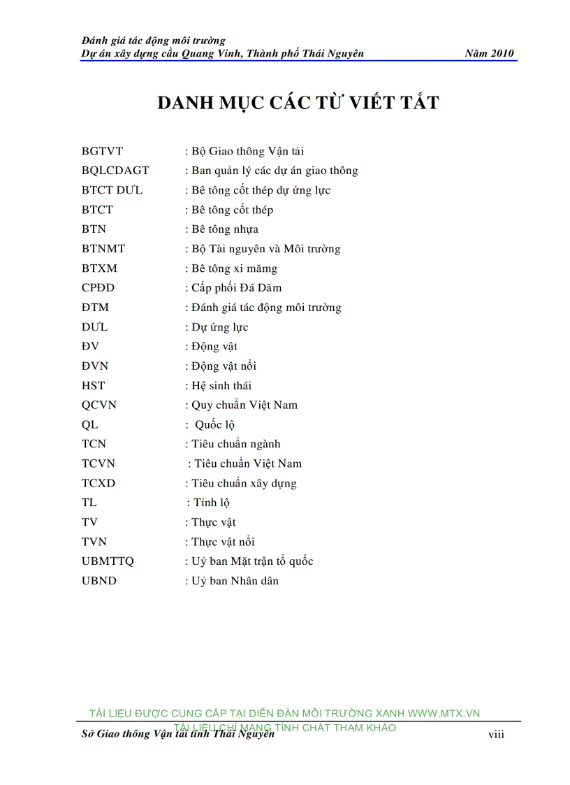 image for page Đánh giá tác động môi trường Dự án đầu tư xây dựng cầu Quang Vinh Thành phố Thái Nguyên
