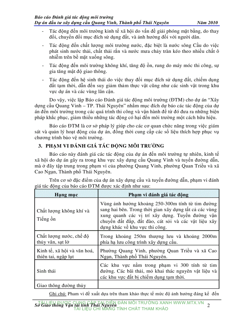 image for page Đánh giá tác động môi trường Dự án đầu tư xây dựng cầu Quang Vinh Thành phố Thái Nguyên