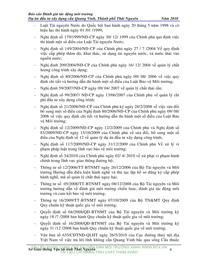 image for page Đánh giá tác động môi trường Dự án đầu tư xây dựng cầu Quang Vinh Thành phố Thái Nguyên