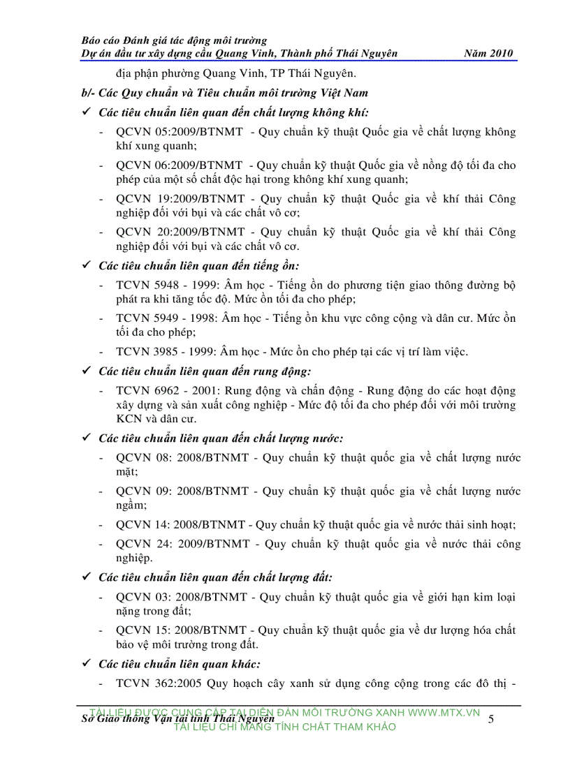 image for page Đánh giá tác động môi trường Dự án đầu tư xây dựng cầu Quang Vinh Thành phố Thái Nguyên