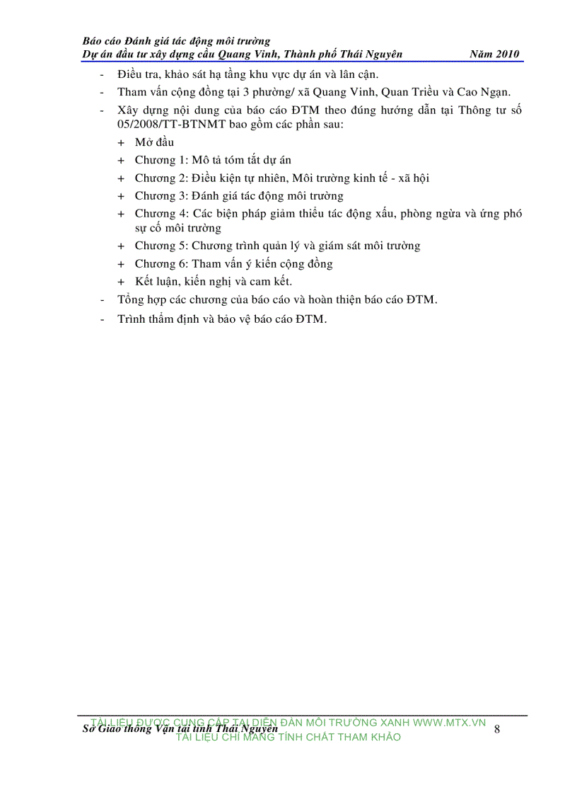 image for page Đánh giá tác động môi trường Dự án đầu tư xây dựng cầu Quang Vinh Thành phố Thái Nguyên