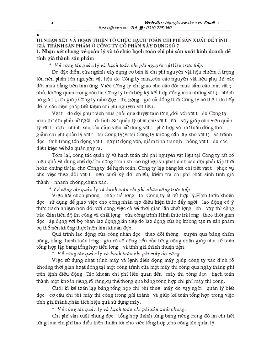 image for page Tổ chức hạch toán chi phí sản xuất kinh doanh để tính giá thành sản phẩm ở công ty cổ phần xây dựng số 7 Vinaconex7