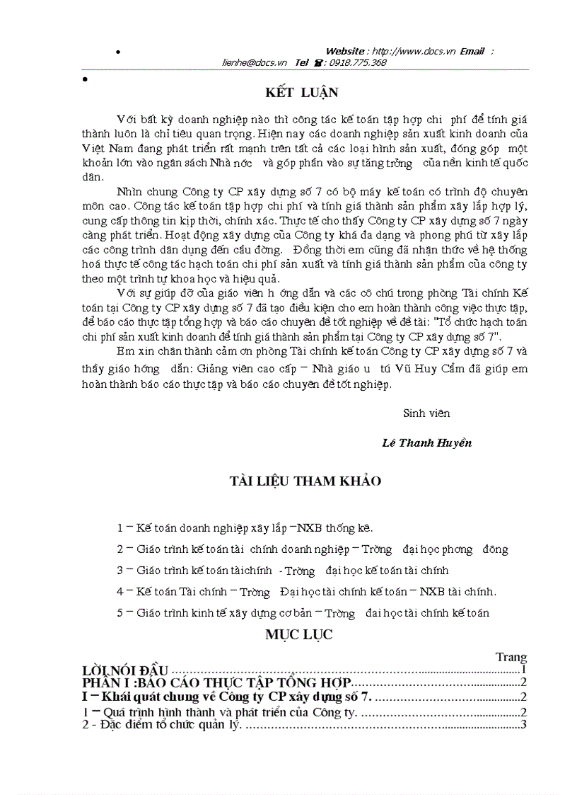 image for page Tổ chức hạch toán chi phí sản xuất kinh doanh để tính giá thành sản phẩm ở công ty cổ phần xây dựng số 7 Vinaconex7