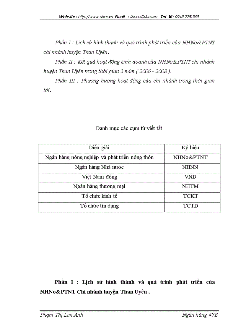 Báo cáo Tại ngânhàng NHNo PTNT AgriBank chi nhánh huyện Than Uyên lt NHa gt