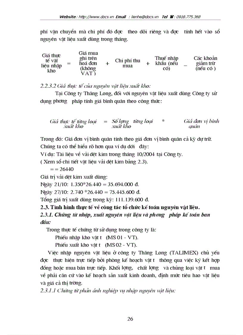 image for page Hoàn thiện công tác kế toán nguyên vật liệu tại Công ty Thăng Long TALIMEX