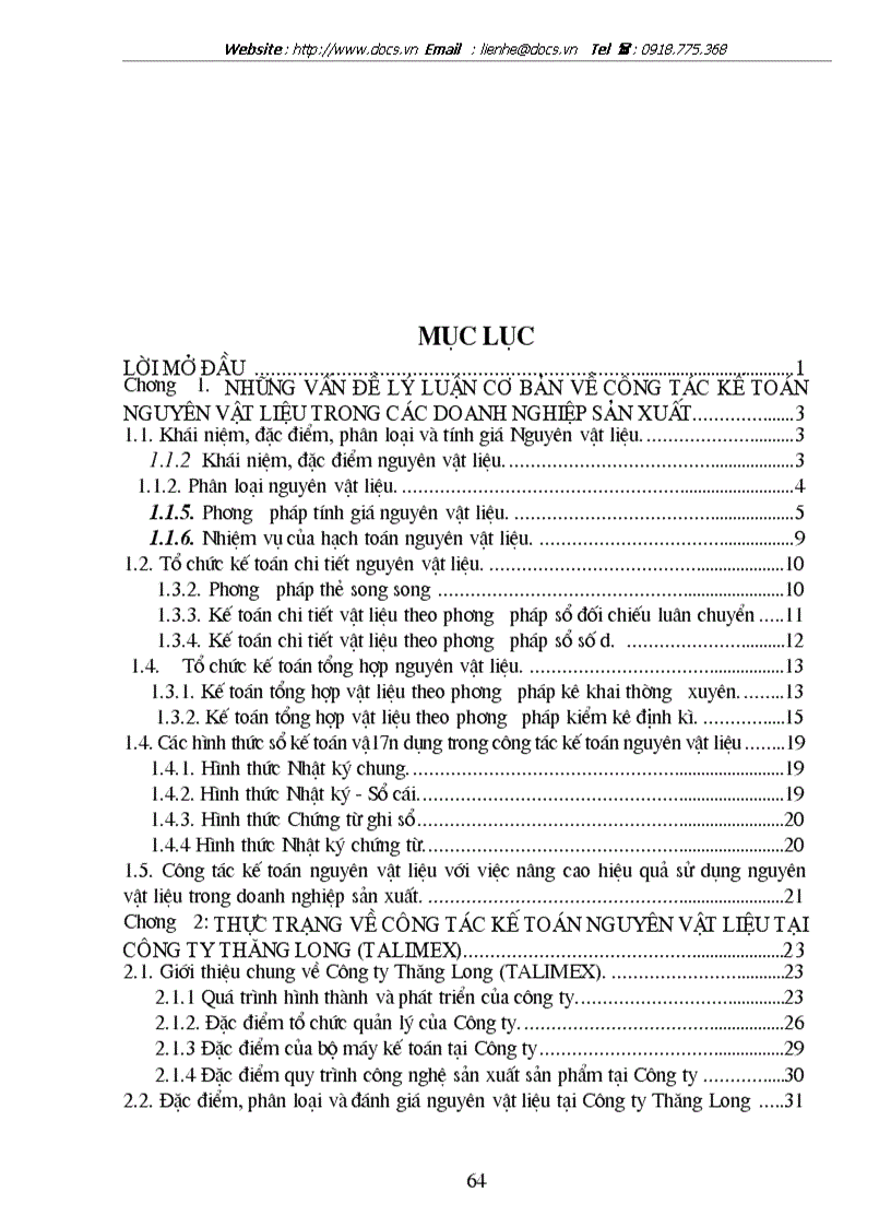 image for page Hoàn thiện công tác kế toán nguyên vật liệu tại Công ty Thăng Long TALIMEX