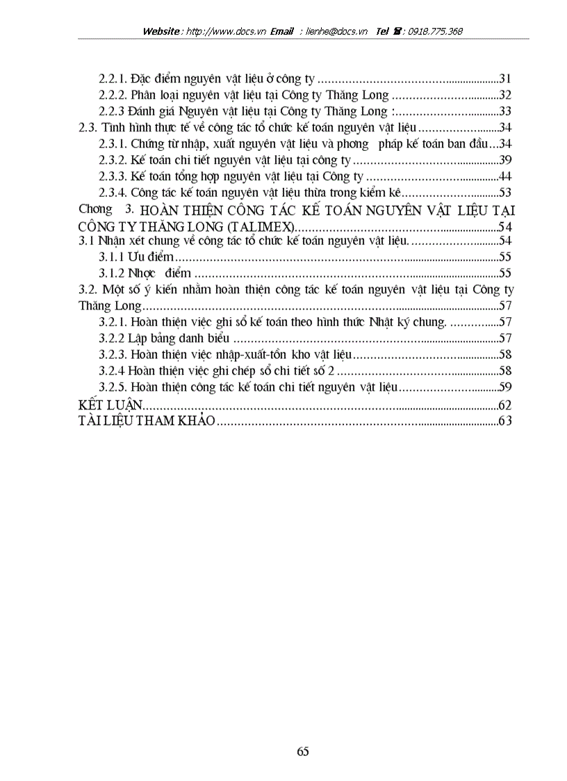 image for page Hoàn thiện công tác kế toán nguyên vật liệu tại Công ty Thăng Long TALIMEX