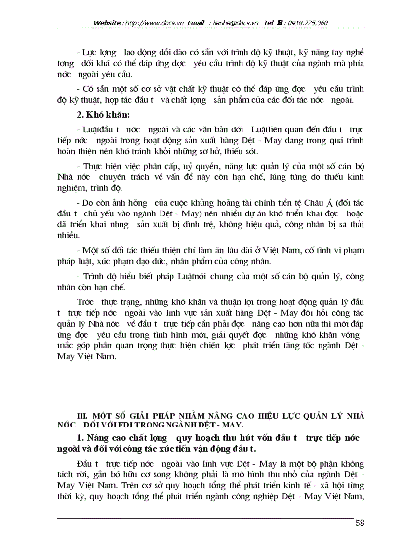 image for page Một số giải pháp nhằm nâng cao năng lực quản lý Nhà nước đối với hoạt động đầu tư trực tiếp nước ngoài trong lĩnh vực Dệt may