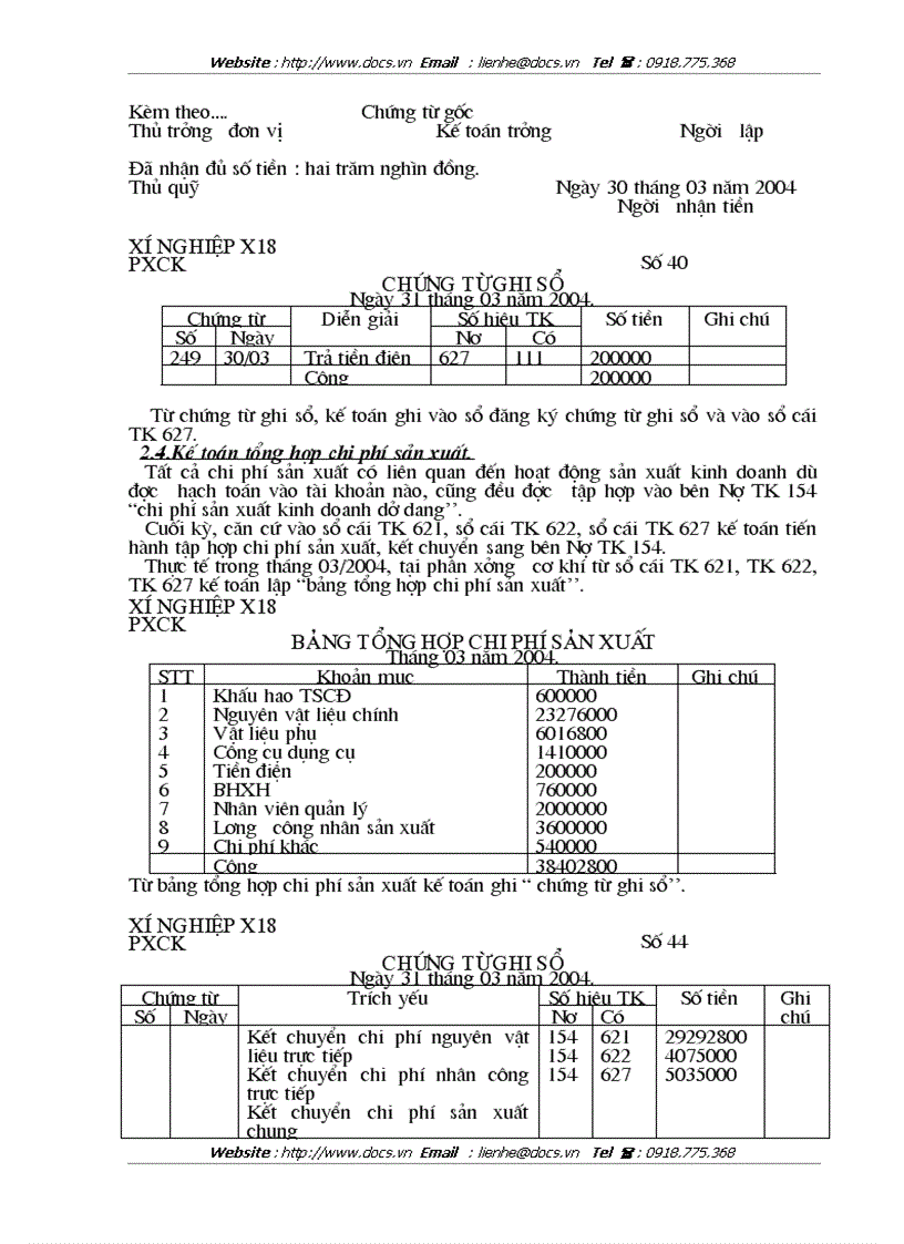 image for page Kế toán tập hợp chi phí sản xuất và tính giá thành sản phẩm tại xí nghiệp X18