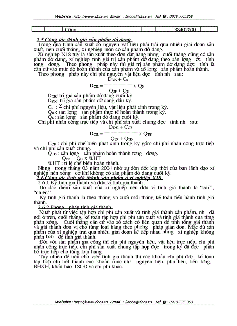 image for page Kế toán tập hợp chi phí sản xuất và tính giá thành sản phẩm tại xí nghiệp X18