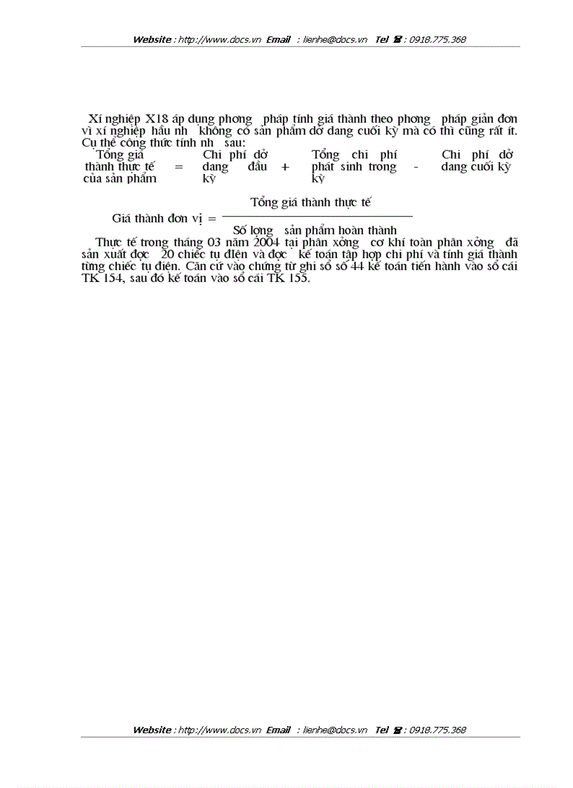 image for page Kế toán tập hợp chi phí sản xuất và tính giá thành sản phẩm tại xí nghiệp X18