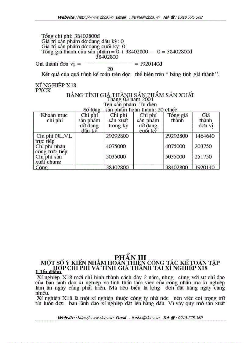 image for page Kế toán tập hợp chi phí sản xuất và tính giá thành sản phẩm tại xí nghiệp X18