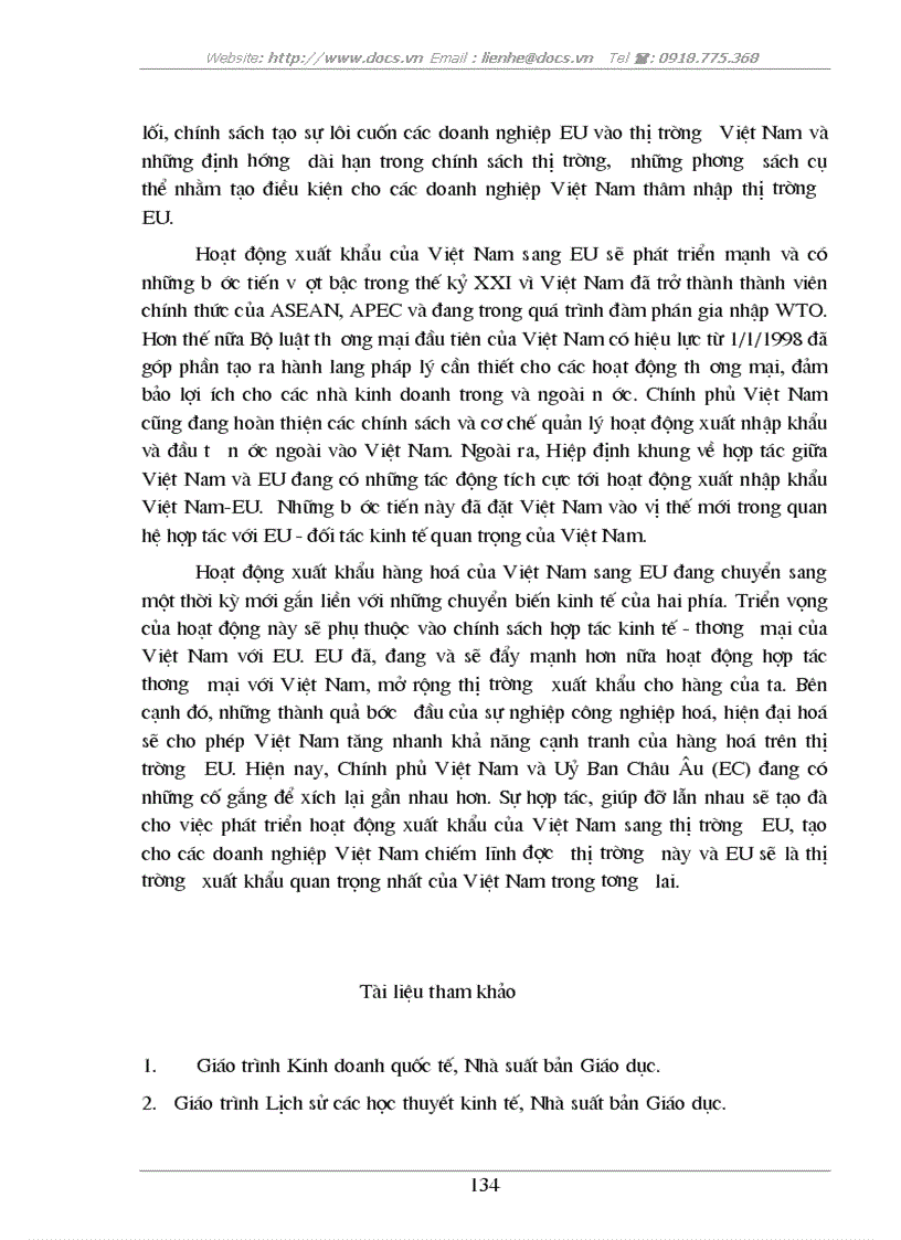 image for page Tự do hóa trong EU và khả năng thâm nhập thị trường EU của hàng hoá Việt Nam
