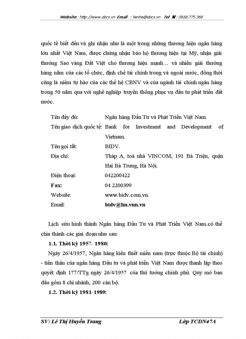image for page Báo cáo Tại ngânhàng NHĐT PT BIDV Việt Nam và Chi nhánh Bắc Hà Nội lt NHa gt