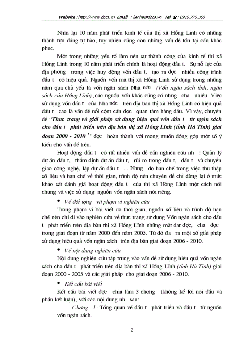 image for page Thực trạng và giải pháp sử dụng hiệu quả vốn đầu tư từ ngân sách cho đầu tư phát triển trên địa bàn thị xã Hồng Lĩnh tỉnh Hà Tĩnh