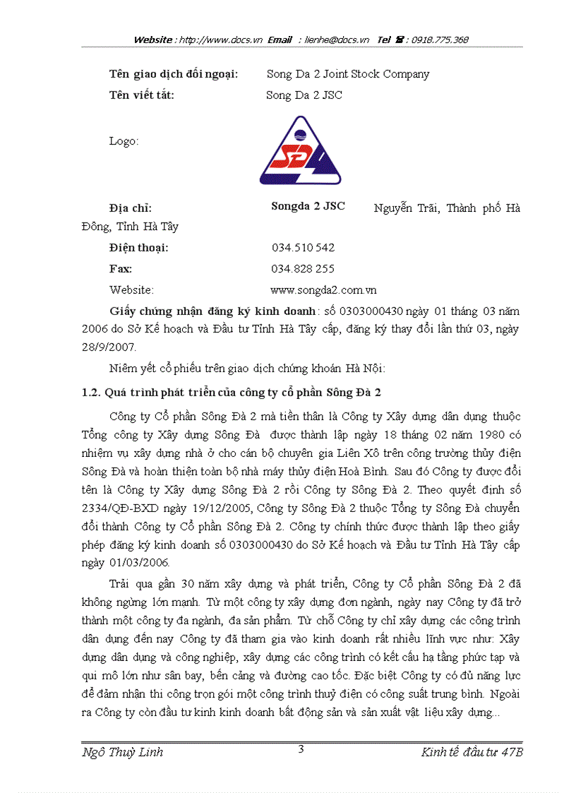 image for page Báo cáo Tại Công ty CP Sông Đà 2