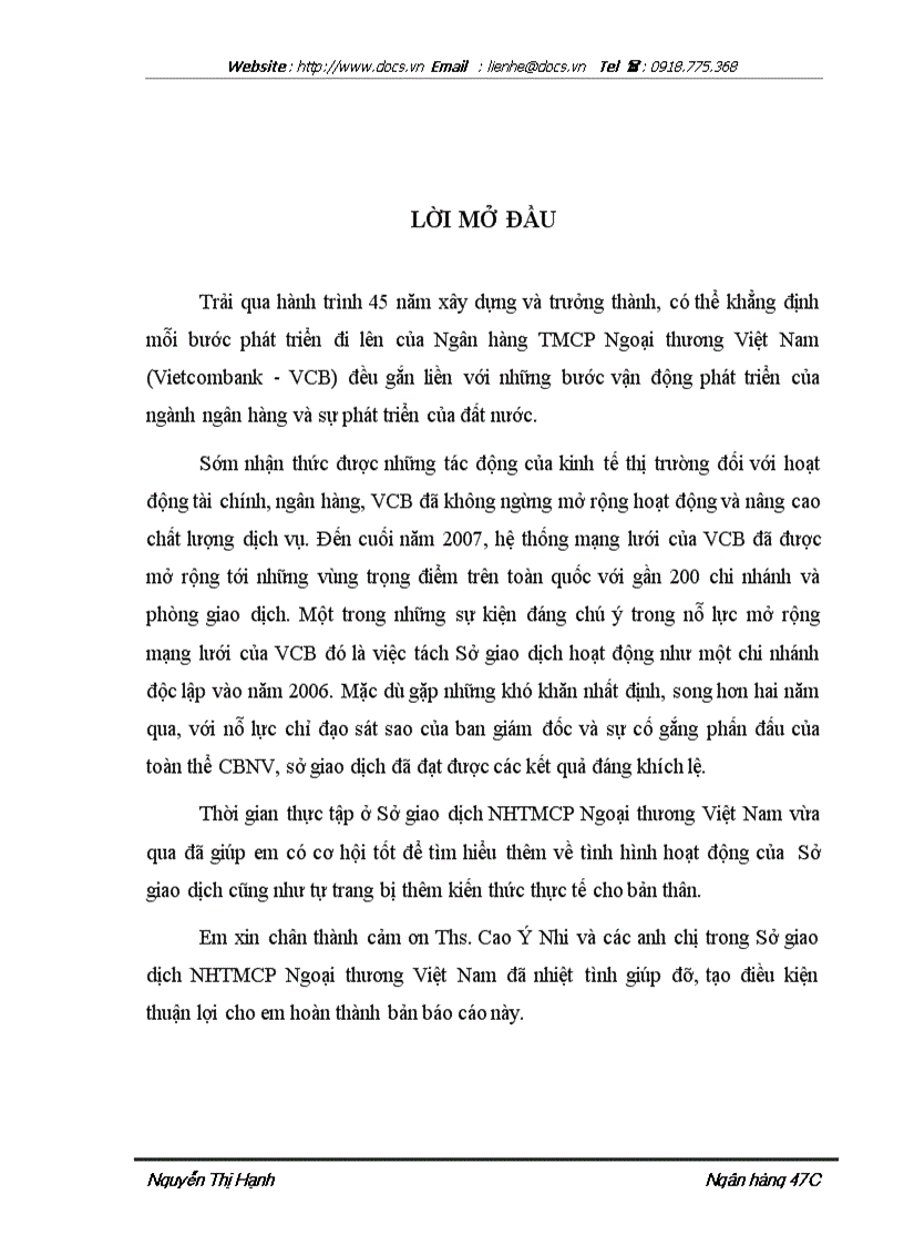 image for page Báo cáo Tại ngânhàng NHTMCP Ngoại Thương VietcomBank lt NHa gt