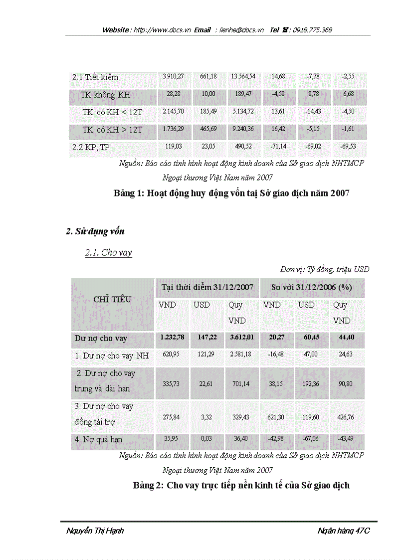 image for page Báo cáo Tại ngânhàng NHTMCP Ngoại Thương VietcomBank lt NHa gt