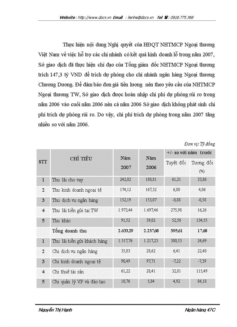 image for page Báo cáo Tại ngânhàng NHTMCP Ngoại Thương VietcomBank lt NHa gt