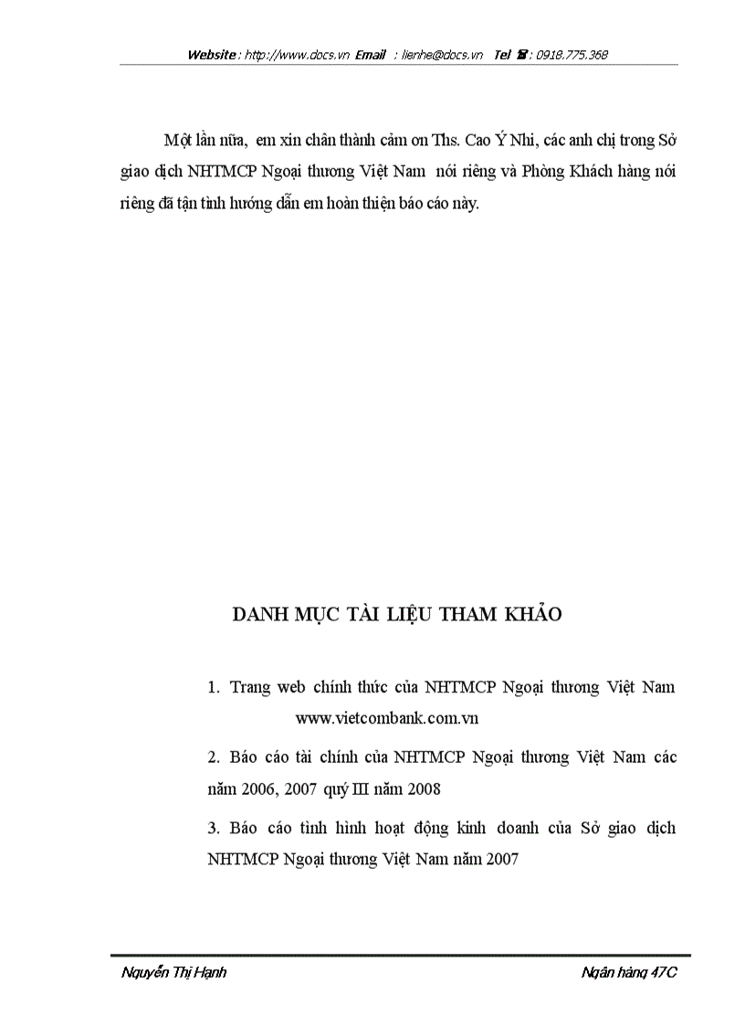 image for page Báo cáo Tại ngânhàng NHTMCP Ngoại Thương VietcomBank lt NHa gt