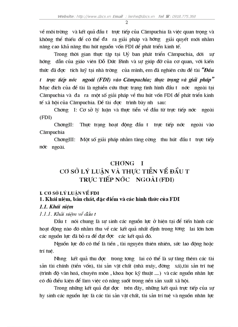 Đầu tư trực tiếp nước ngoài FDI vào Cămpuchia thực trạng và giải pháp
