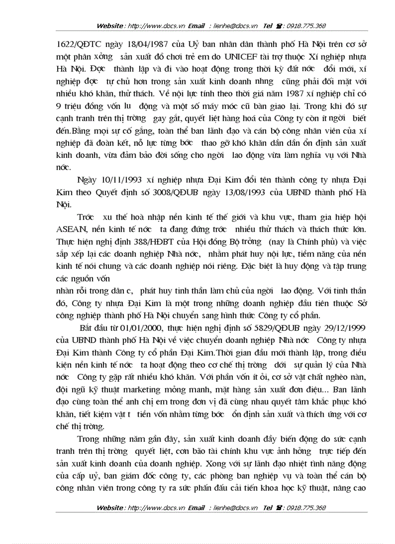 image for page Phân tích tình hình tổ chức công tác hạch toán tại Doanh nghiệp tại Công ty CP Đại Kim