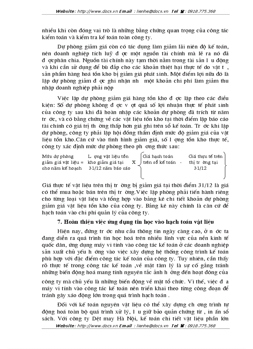 image for page Tổ chức công tác kế toán nguyên vật liệu tại Công ty Dệt May Hà Nội