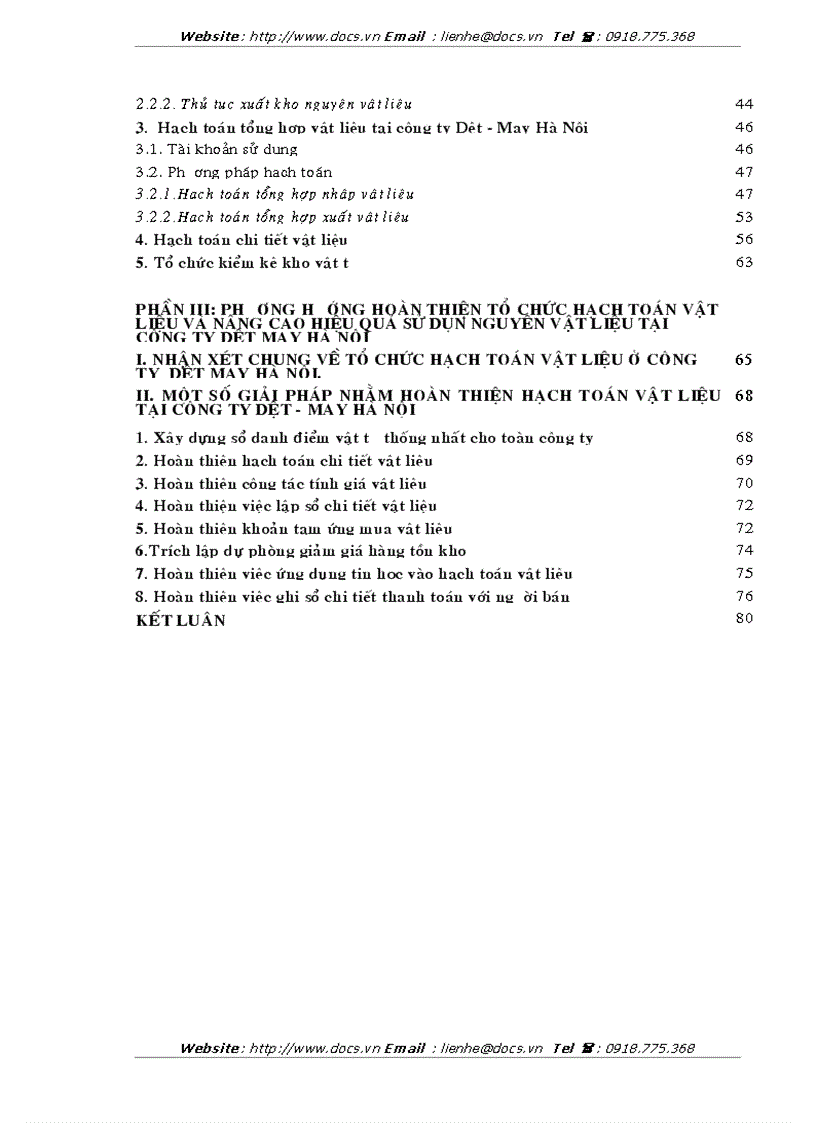 image for page Tổ chức công tác kế toán nguyên vật liệu tại Công ty Dệt May Hà Nội