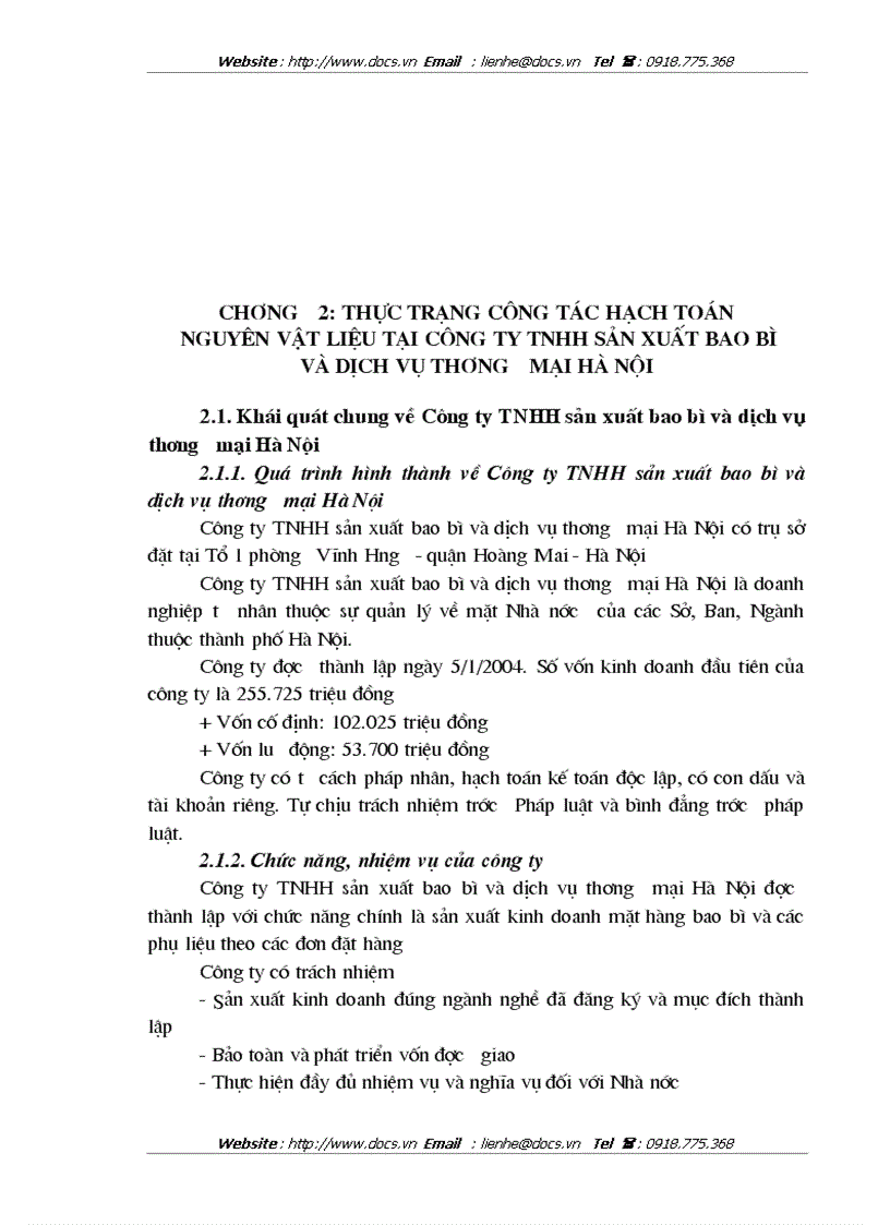 image for page Hoàn thiện công tác kế toán nguyên vật liệu tại Công ty TNHH sản xuất bao bì và dịch vụ thương mại Hà Nội