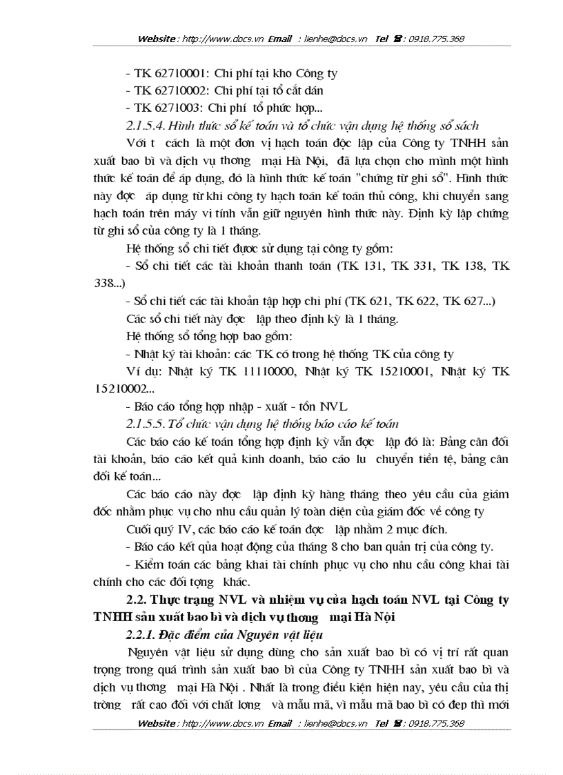 image for page Hoàn thiện công tác kế toán nguyên vật liệu tại Công ty TNHH sản xuất bao bì và dịch vụ thương mại Hà Nội