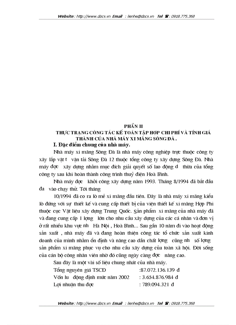 image for page Công tác kế toán tập hợp chi phí sản xuất và tính giá thành sản phẩm ở Nhà máy xi măng Sông Đà thuộc Công ty xây lắp vật tư vận tải Sông Đà 12