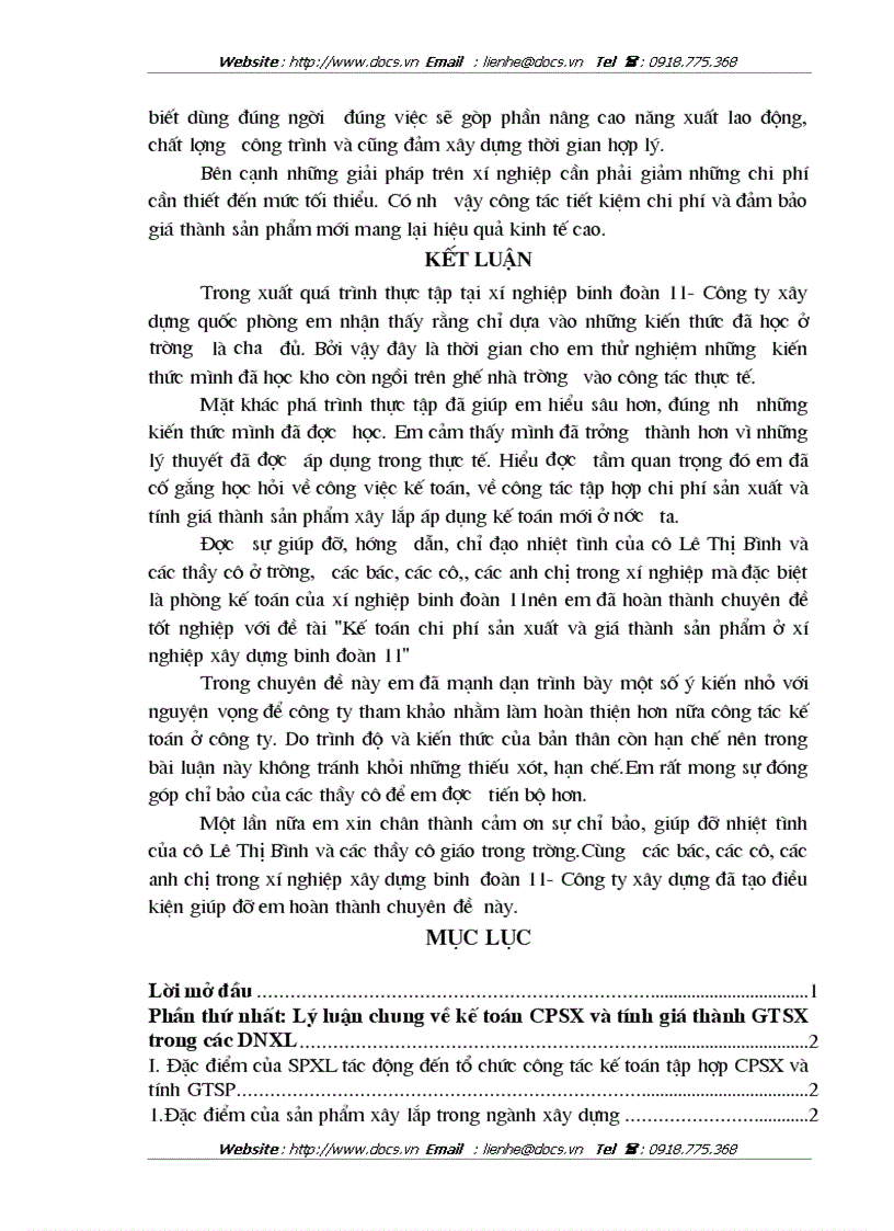 image for page Kế toán chi phí sản xuất và tính giá thành sản phẩm ở Xí nghiệp xây dựng Binh đoàn 1