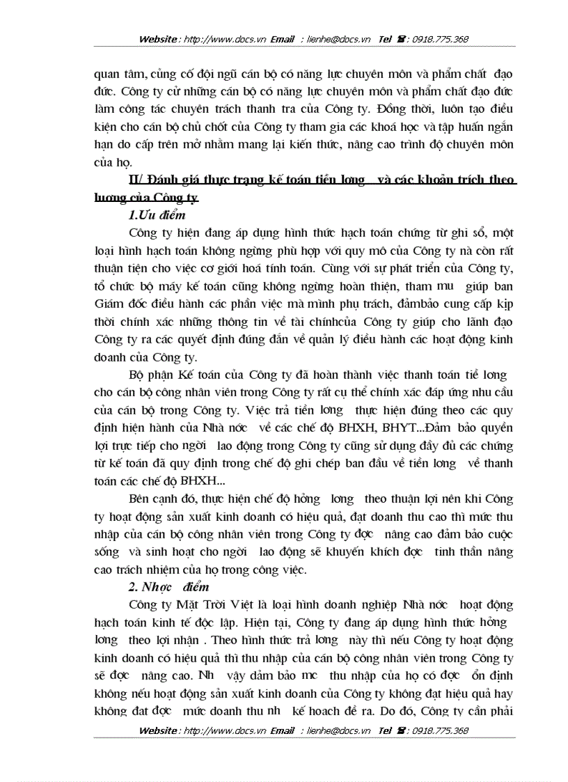 image for page Công tác tổ chức kế toán tiền lương và các khoản trích nộp theo lương tại Công ty Mặt Trời Việt