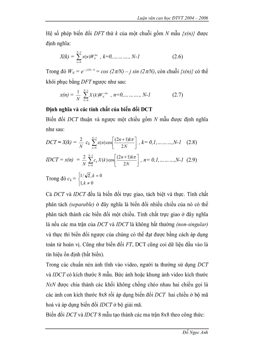 image for page Nén ảnh sử dụng biến đổi wavelet và ứng dụng trong các dịch vụ dữ liệu đa phương tiện di động