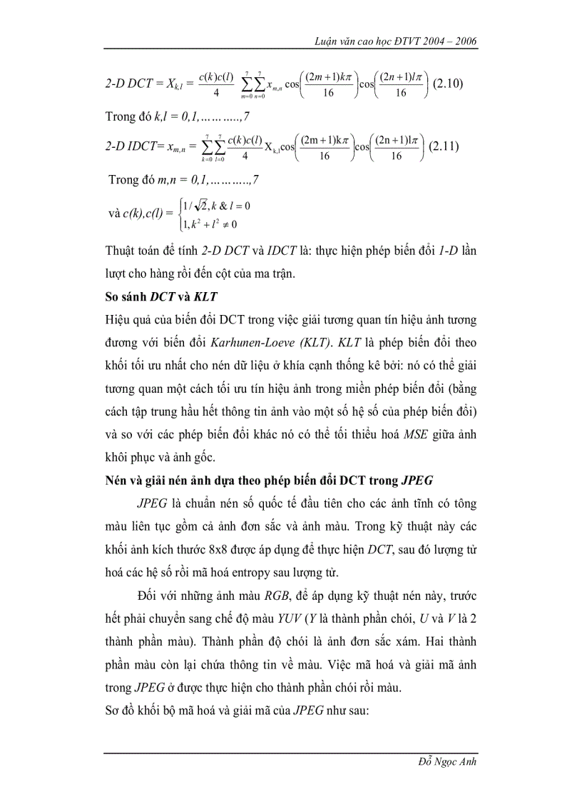 image for page Nén ảnh sử dụng biến đổi wavelet và ứng dụng trong các dịch vụ dữ liệu đa phương tiện di động