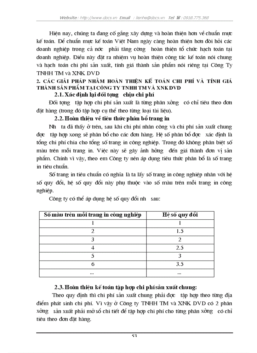 image for page Hoàn thiện Công Tác Kế toán hạch toán chi phí sản xuất và tính giá thành sản phẩm tại Công ty TNHH TM và XNK DVD