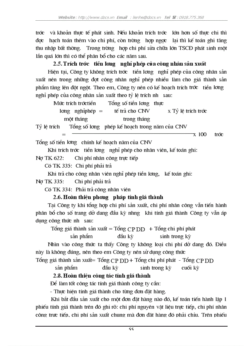 image for page Hoàn thiện Công Tác Kế toán hạch toán chi phí sản xuất và tính giá thành sản phẩm tại Công ty TNHH TM và XNK DVD