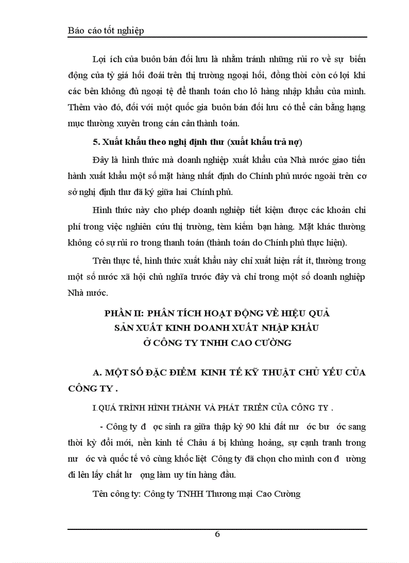 PHÂN TÍCH THỰC TRẠNG VÀ ĐỀ XUẤT GIẢI PHÁP ĐỂ NÂNG CAO HIỆU QUẢ SẢN XUẤT KINH DOANH XUẤT NHẬP KHẨU Ở CÔNG TY TNHH Cao Cường