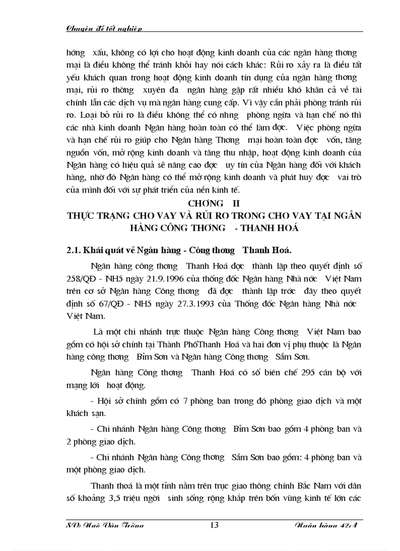 image for page Giải pháp phòng ngừa và hạn chế rủi ro trong cho vay tại ngân hàng công thương Thanh Hoá