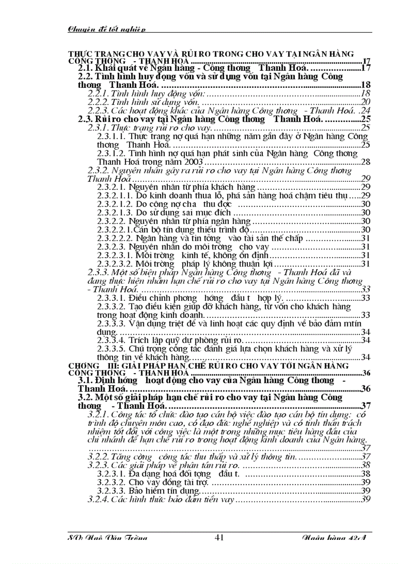 image for page Giải pháp phòng ngừa và hạn chế rủi ro trong cho vay tại ngân hàng công thương Thanh Hoá