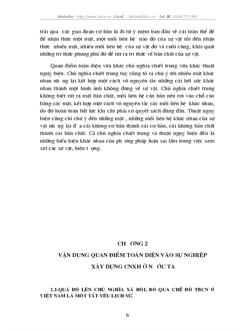 image for page Quan điểm toàn diện và vận dụng vào sự nghiệp xây dựng CNXH ở Việt nam hiện nay