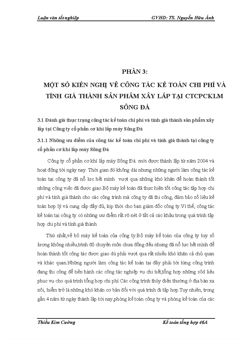 image for page Hoàn thiện công tác hạch toán chi phí và tính giá thành sản phẩm xây lắp tại CTCPCKLM Sông Đà